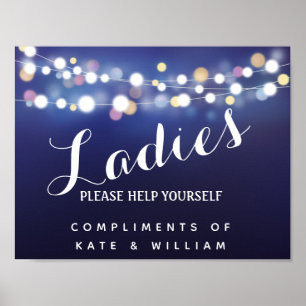 ladies restroom sign - toiletries basket Navy