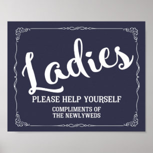 Ladies restroom sign - toiletries basket sign