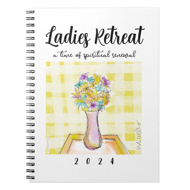 Ladies Retreat design with Flowers on a Table Notebook (Front)