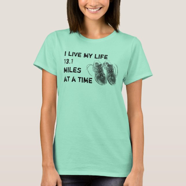 Ladies' Ringer - Life 13.1 miles at a time T-Shirt (Front)