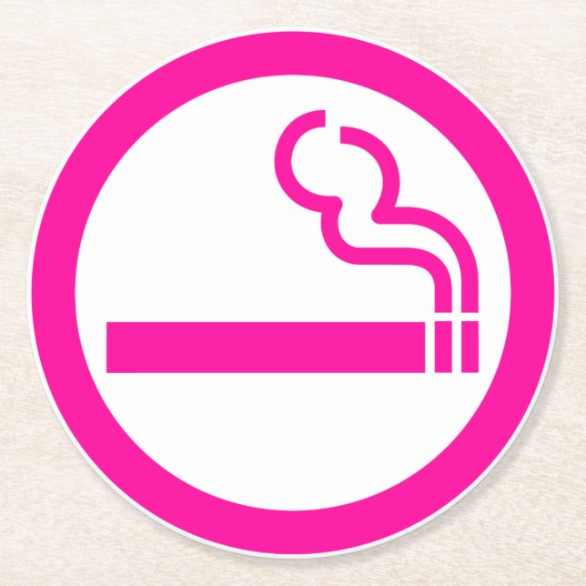 Ladies Smoking Area 喫煙女性 Japanese Sign Round Paper Coaster (Front)