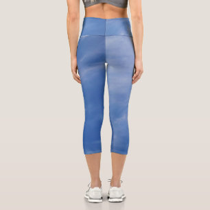  Ladies Sporty Chic Active W ear Blue Sky Capri Leggings
