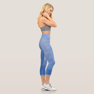 Ladies Sporty Chic Active Wear Blue Sky Capri Leggings
