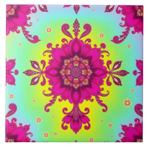 Ladies Statement Pink Floral Chintz Tile