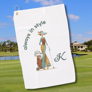 Ladies Stylish Golfer Personalized Name  Golf Towel