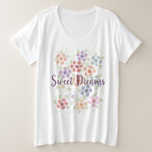 Ladies Sweet Dreams Flowered PJ Shirt (Design Front)