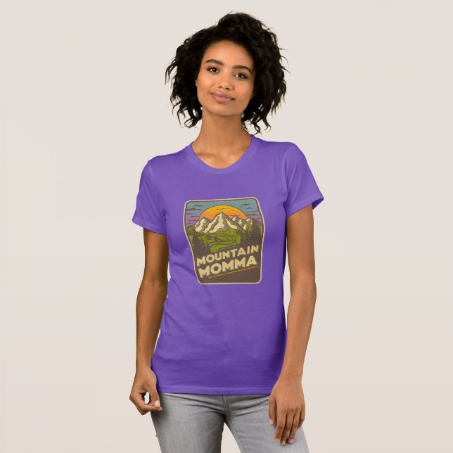 Ladies Vintage Mountain Momma Graphic T-Shirt (Front Full)