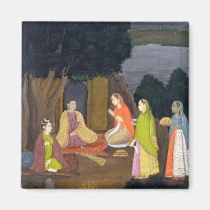 Ladies visiting a Yogini, School of Faqurullah Kha Magnet