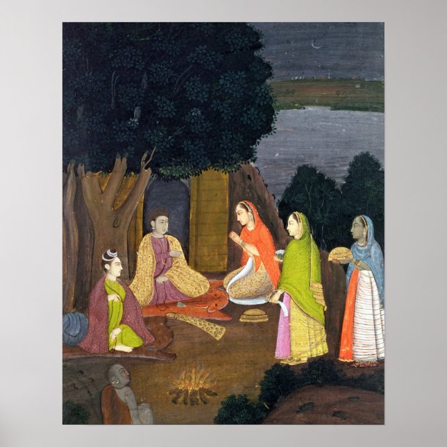 Ladies visiting a Yogini, School of Faqurullah Kha Poster (Front)