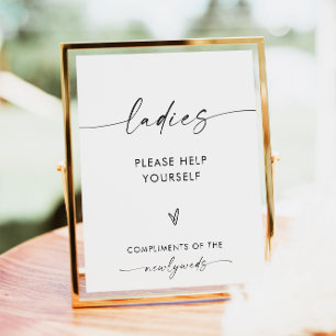 Ladies Wedding Bathroom Basket Sign, Bathroom Sign