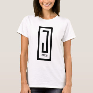 ladies white crew neck w/ white j wear design logo T-Shirt