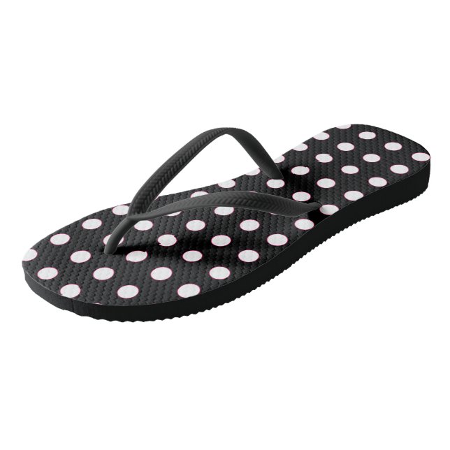 Ladies White Polka Dot Jandals (Angled)