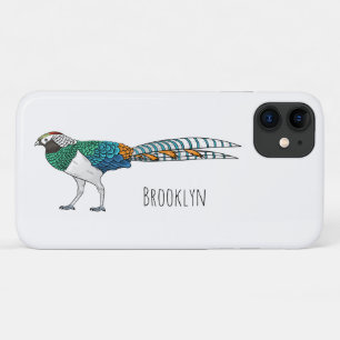 Lady amherst's pheasant bird cartoon illustration Case-Mate iPhone case