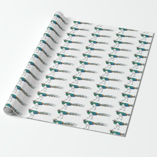 Lady amherst's pheasant bird cartoon illustration wrapping paper