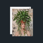 Lady and A Houseplant on her head  Postcard<br><div class="desc">A gorgeous lady poses with a houseplant on her head in the style of a mixed media collage AI generated art</div>