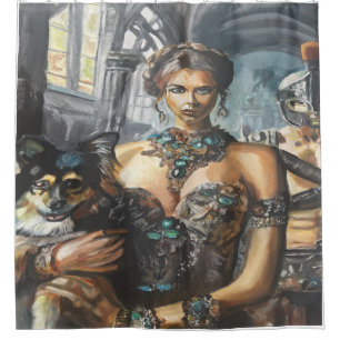 Lady and Doggie Shower Curtain