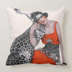 Lady and Leopard Cushion