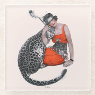 Lady and Leopard Glass Coaster