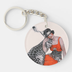 Lady and Leopard Key Ring