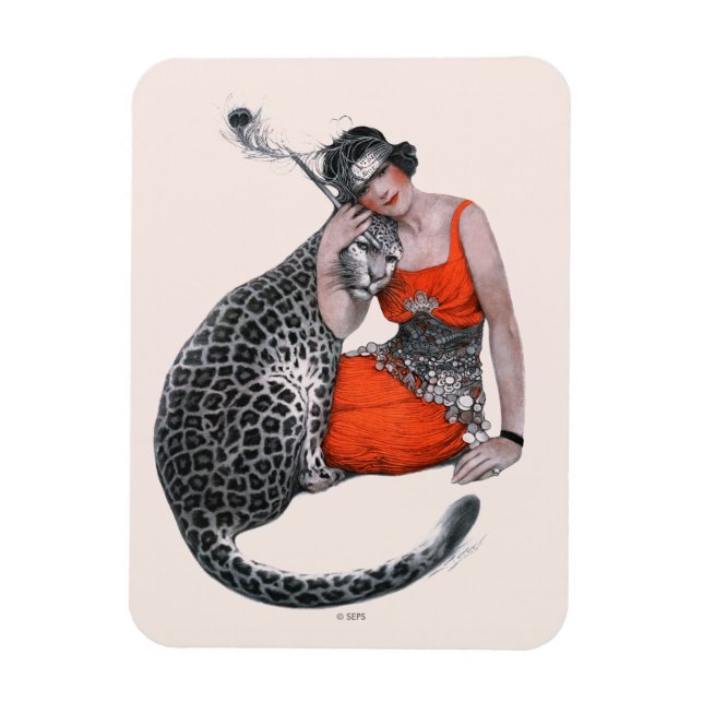 Lady and Leopard Magnet (Vertical)