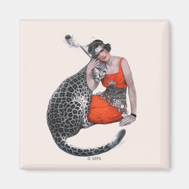 Lady and Leopard Magnet (Front)