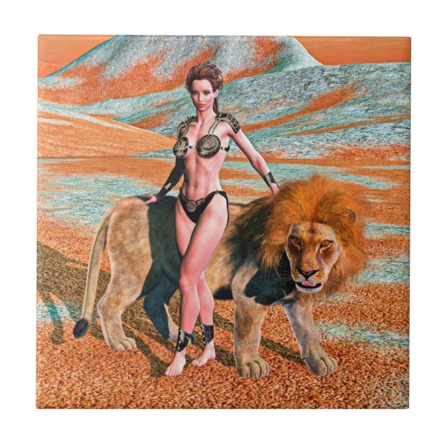 Lady and Lion Tile (Front)