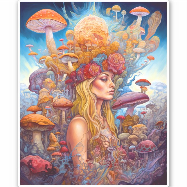 Lady And Mushrooms Surreal Fantasy Art (Front)