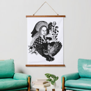 Lady and Night Owl Hanging Tapestry