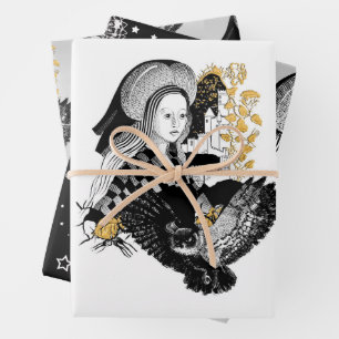 Lady and Night Owl Wrapping Paper Sheet