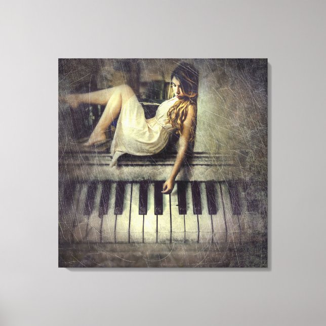 Lady and Piano Keys Canvas Print (Front)