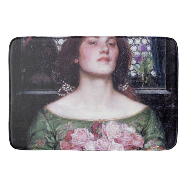 Lady and Roses, John William Waterhouse Bath Mat (Front)