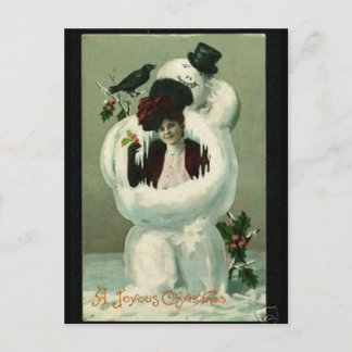 Lady and Snowman Holiday Postcard