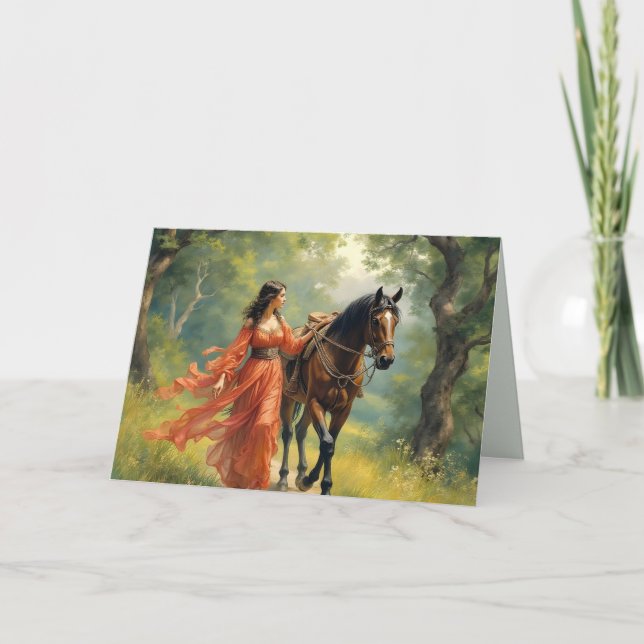 LADY AND STEED BLANK ALL-OCCASION CARD (Front)