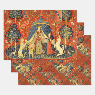 Lady and the Unicorn Mediaeval Tapestry Art Wrapping Paper Sheet