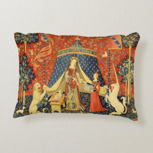 Lady and The Unicorn Mediaeval Tapestry: French Ar Decorative Cushion