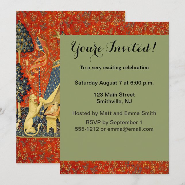 Lady and The Unicorn Mediaeval Tapestry: French Ar Invitation (Front/Back)