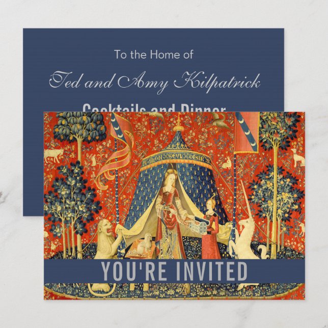Lady and The Unicorn Mediaeval Tapestry: French Ar Invitation (Front/Back)