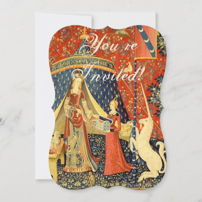 Lady and The Unicorn Mediaeval Tapestry: French Ar Invitation (Front)