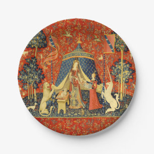 Lady and The Unicorn Mediaeval Tapestry: French Ar Paper Plate
