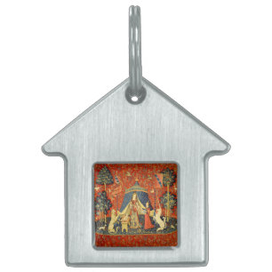 Lady and The Unicorn Mediaeval Tapestry: French Ar Pet Name Tag