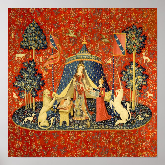 Lady and the Unicorn Medieval Tapestry Art Poster (Front)