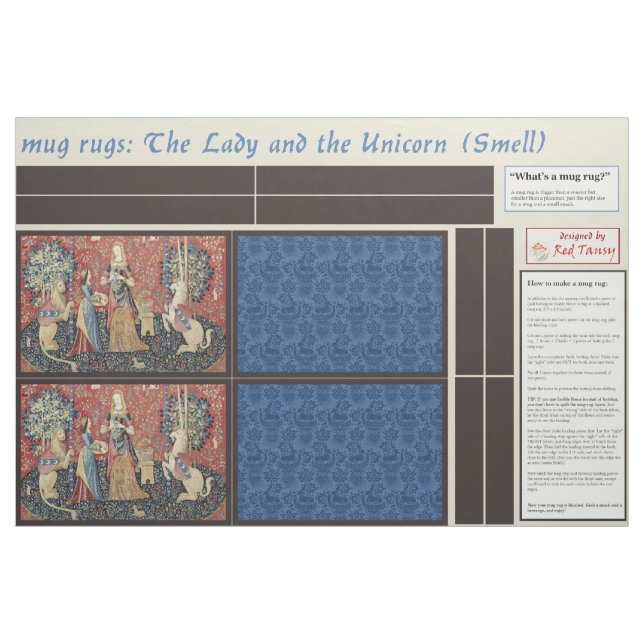 Lady and Unicorn DIY Mug Rugs Fabric (Fat Quarter)