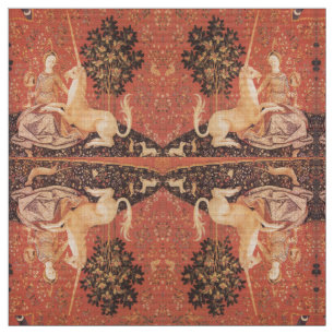 LADY AND UNICORN Fantasy Flowers,Animals Fabric