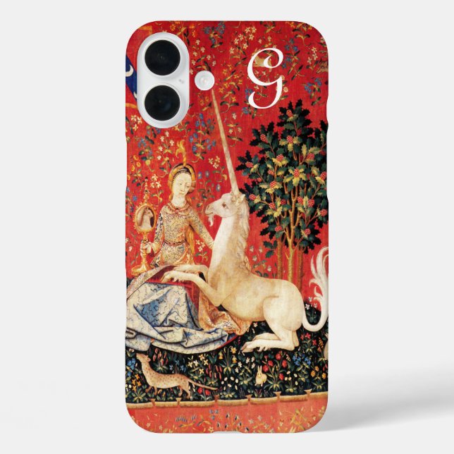 LADY AND UNICORN Fantasy Flowers,Animals Monogram Case-Mate iPhone Case (Back)