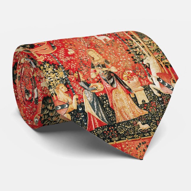 LADY AND UNICORN Flowers,Animals ,Lion,Fantasy  Tie (Rolled)