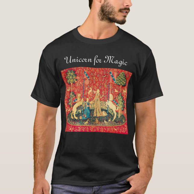 LADY AND UNICORN FOR MAGIC Fantasy Flowers,Animals T-Shirt (Front)