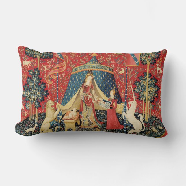LADY AND UNICORN Lion,Fantasy Flowers,Animals Lumbar Cushion (Front)
