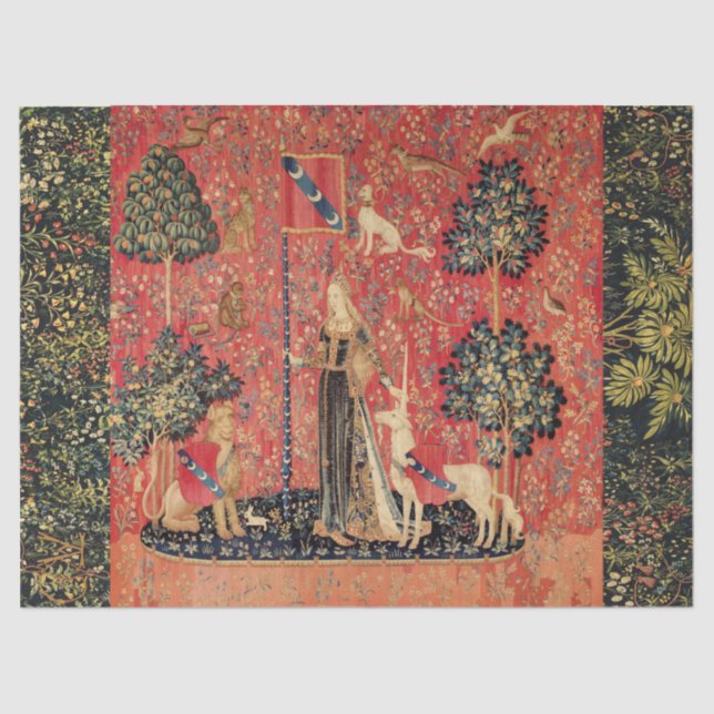 LADY AND UNICORN Lion,Fantasy Flowers,Animals Tissue Paper (Front)