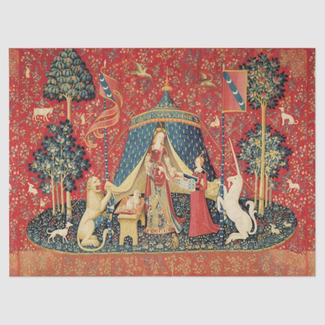 LADY AND UNICORN Lion,Fantasy Flowers,Animals Tissue Paper (Front)