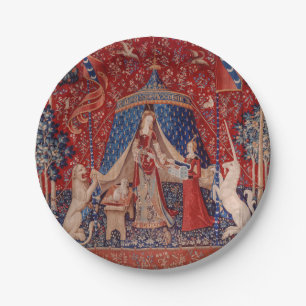 Lady and Unicorn Mediaeval Tapestry Desire Paper Plate